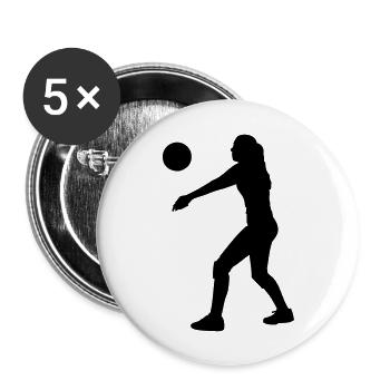 Volleyball - Buttons groß 56 mm (5er Pack) - Weiß - Vorne