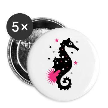 Sea horse - Buttons large 2.2''/56 mm (5-pack) - white - Front