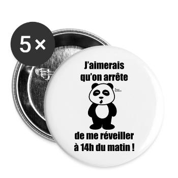 Pas du matin panda - Lot de 5 grands badges (56 mm) - blanc - Devant