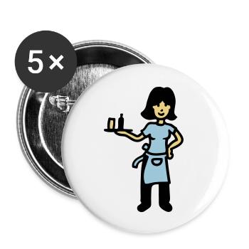 Serveuse 3 - Lot de 5 grands badges (56 mm) - blanc - Devant