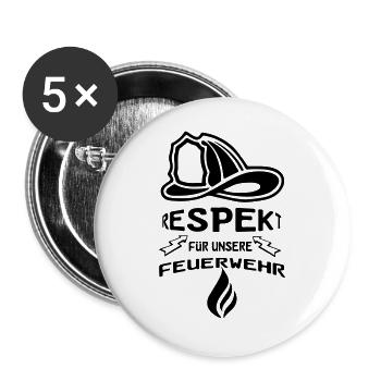 Feuerwehr Respekt Geschenk - Buttons groß 56 mm (5er Pack) - Weiß - Vorne
