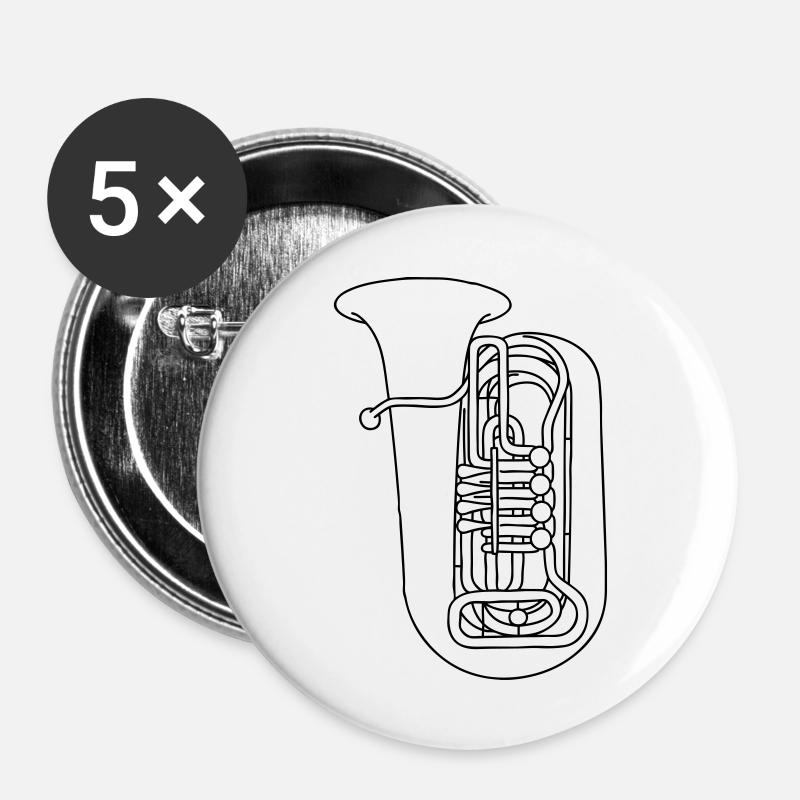 TUBA brass - Buttons large 2.2''/56 mm (5-pack) - white