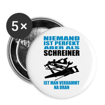 Schreiner Tischler - Buttons groß 56 mm (5er Pack) - Weiß - Vorne