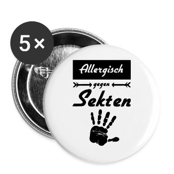 Allergisch gegen Sekten Geschenk - Buttons groß 56 mm (5er Pack) - Weiß - Vorne