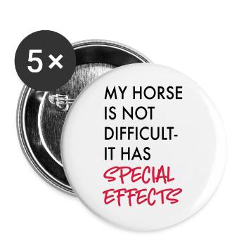 Cheval - Lot de 5 grands badges (56 mm) - blanc - Devant
