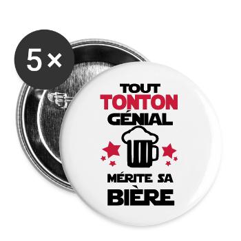tout tonton génial - Lot de 5 grands badges (56 mm) - blanc - Devant