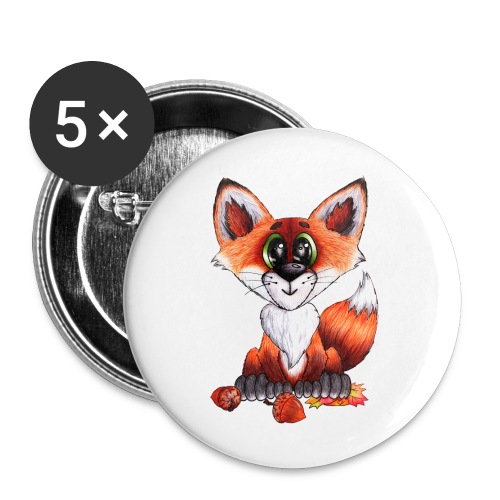 llwynogyn - a little red fox - Stora knappar 56 mm (5-pack)