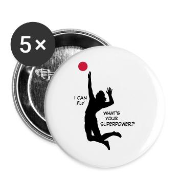 6061912 126238460 Volleyball - Buttons large 2.2''/56 mm (5-pack) - white - Front