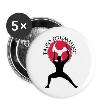 Taiko_Drummer_3 - Buttons groß 56 mm (5er Pack) - Weiß - Vorne
