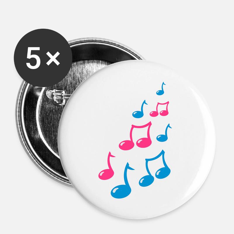 cute musical notes - Buttons large 2.2''/56 mm (5-pack) - white
