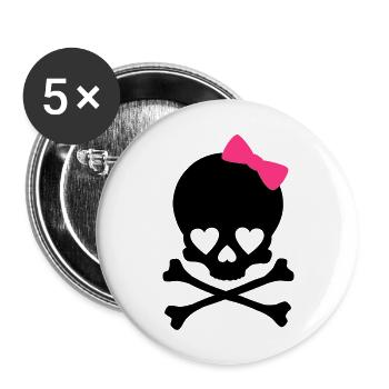 small girlie skull - Buttons large 2.2''/56 mm (5-pack) - white - Front