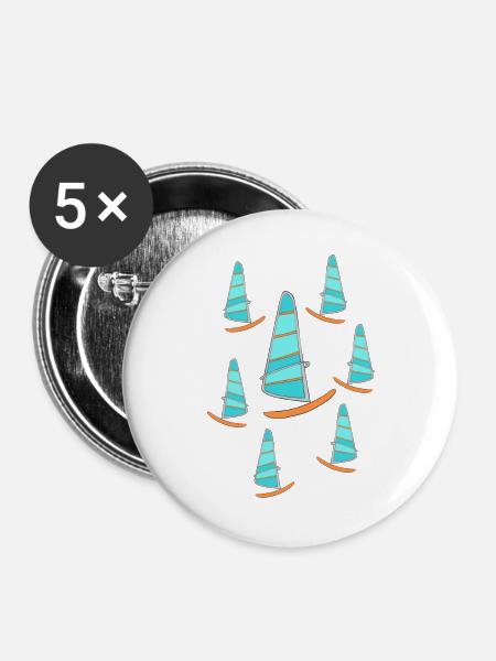 Windsurfing - Buttons groß 56 mm (5er Pack) - Weiß