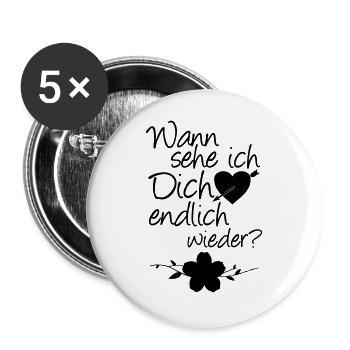 Wiedersehen Liebe, Spruch, Geschenk - Buttons groß 56 mm (5er Pack) - Weiß - Vorne