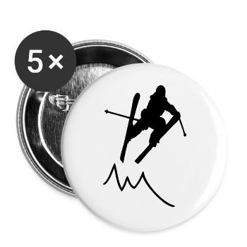 saut à ski contour avec la montagne / skieur III - Lot de 5 grands badges (56 mm) - blanc - Devant