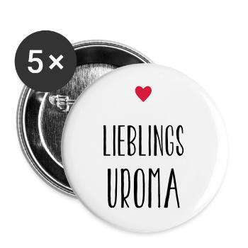 Uroma Lieblingsuroma Herz Geschenk - Buttons groß 56 mm (5er Pack) - Weiß - Vorne