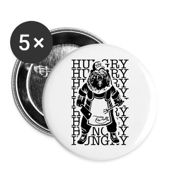 Hungry Barbecue Bear - Lot de 5 grands badges (56 mm) - blanc - Devant