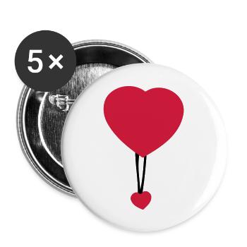 Coeurs en parachute - Lot de 5 grands badges (56 mm) - blanc - Devant