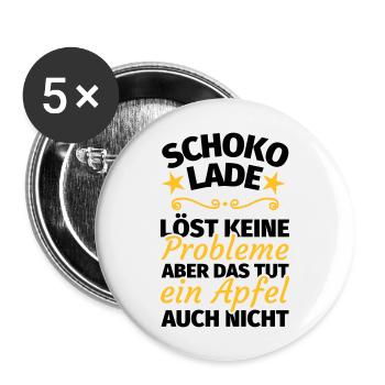 Schokolade lustig - Buttons groß 56 mm (5er Pack) - Weiß - Vorne