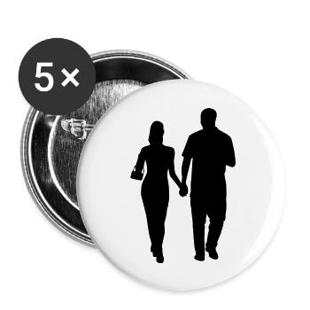 Couple man woman silhouette - Buttons large 2.2''/56 mm (5-pack) - white - Front