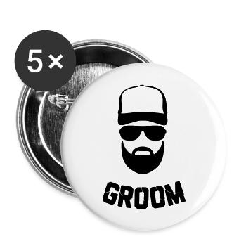 GROOM HIPSTER - Buttons groß 56 mm (5er Pack) - Weiß - Vorne