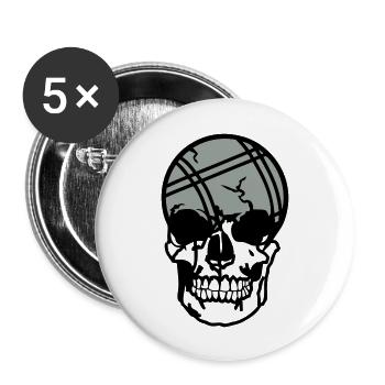 petanque ball dead death head skull11204 - Buttons large 2.2''/56 mm (5-pack) - white - Front