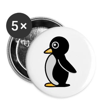 Minimalistischer Pinguin - Buttons groß 56 mm (5er Pack) - Weiß - Vorne
