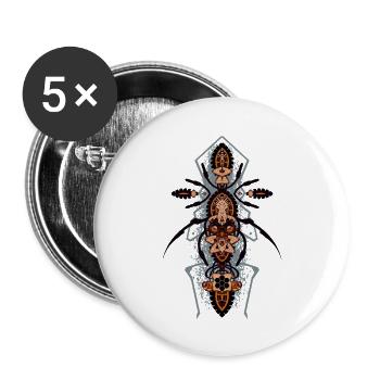 TECHNO INSECTE - Lot de 5 grands badges (56 mm) - blanc - Devant