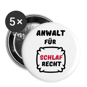 Schlafrecht Anwalt Schlaf faul Geschenk Spruch Fun - Buttons groß 56 mm (5er Pack) - Weiß - Vorne