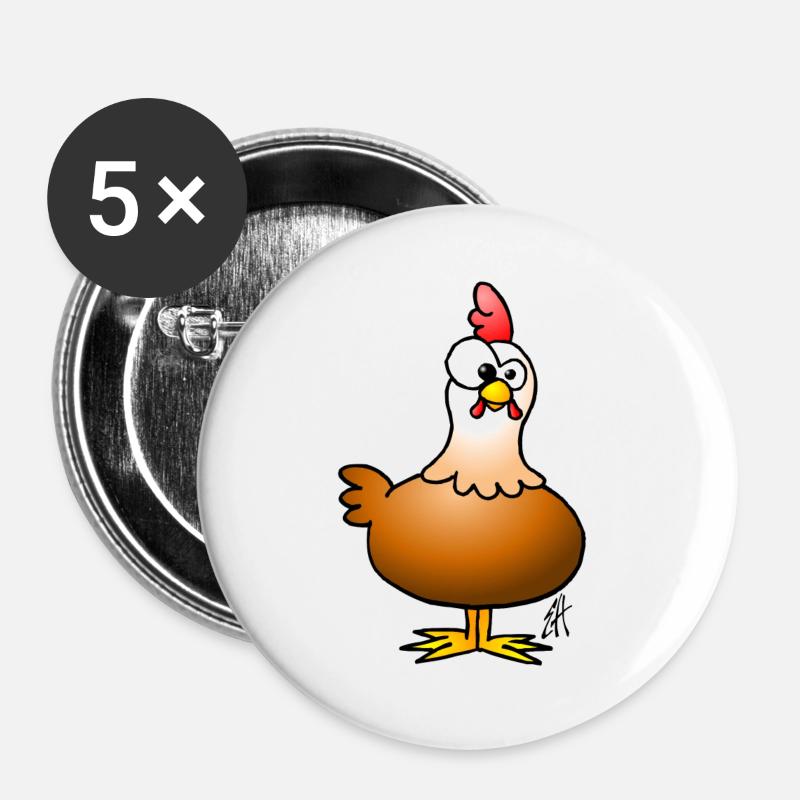 Chicken - Hen - Buttons large 2.2''/56 mm (5-pack) - white
