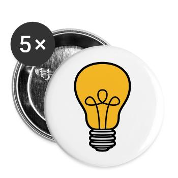 gluehbirne licht strom idee schlau ueberlegen loes - Buttons groß 56 mm (5er Pack) - Weiß - Vorne