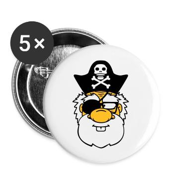 head face pirate captain sailor sailor sae - Buttons large 2.2''/56 mm (5-pack) - white - Front