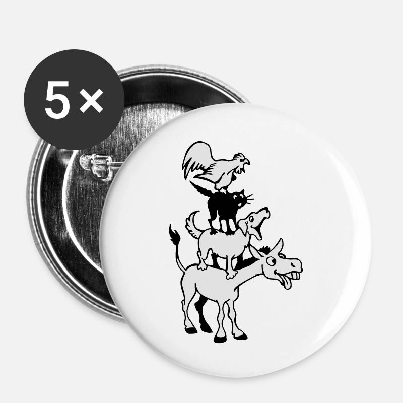 Bremen Town Musicians - Buttons large 2.2''/56 mm (5-pack) - white