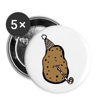 birthday potato party celebrate hat troete fun - Buttons large 2.2''/56 mm (5-pack) - white - Front