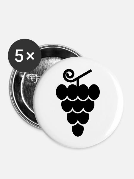 Trauben - Buttons groß 56 mm (5er Pack) - Weiß