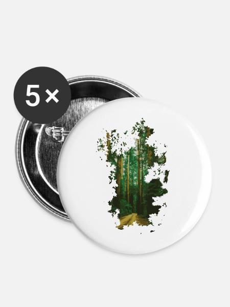 Wald - Buttons groß 56 mm (5er Pack) - Weiß