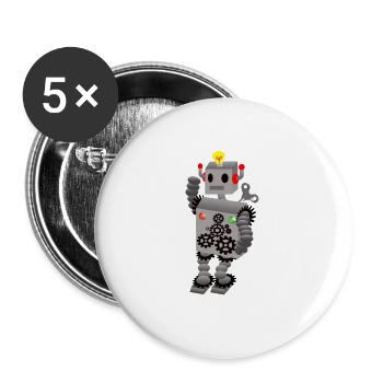Petit Robot Futuriste Amical - Lot de 5 grands badges (56 mm) - blanc - Devant