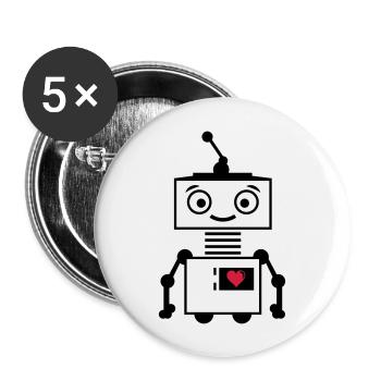 roboter_herz_2 - Buttons groß 56 mm (5er Pack) - Weiß - Vorne