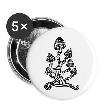 Magic mushrooms, wonderland, psychedelic, lsd - Buttons large 2.2''/56 mm (5-pack) - white - Front