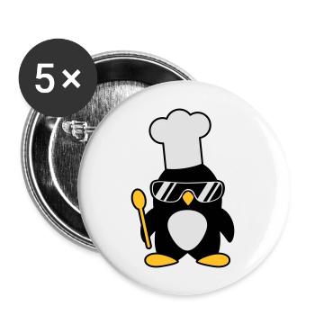 Cool Penguin Chef - Buttons large 2.2''/56 mm (5-pack) - white - Front