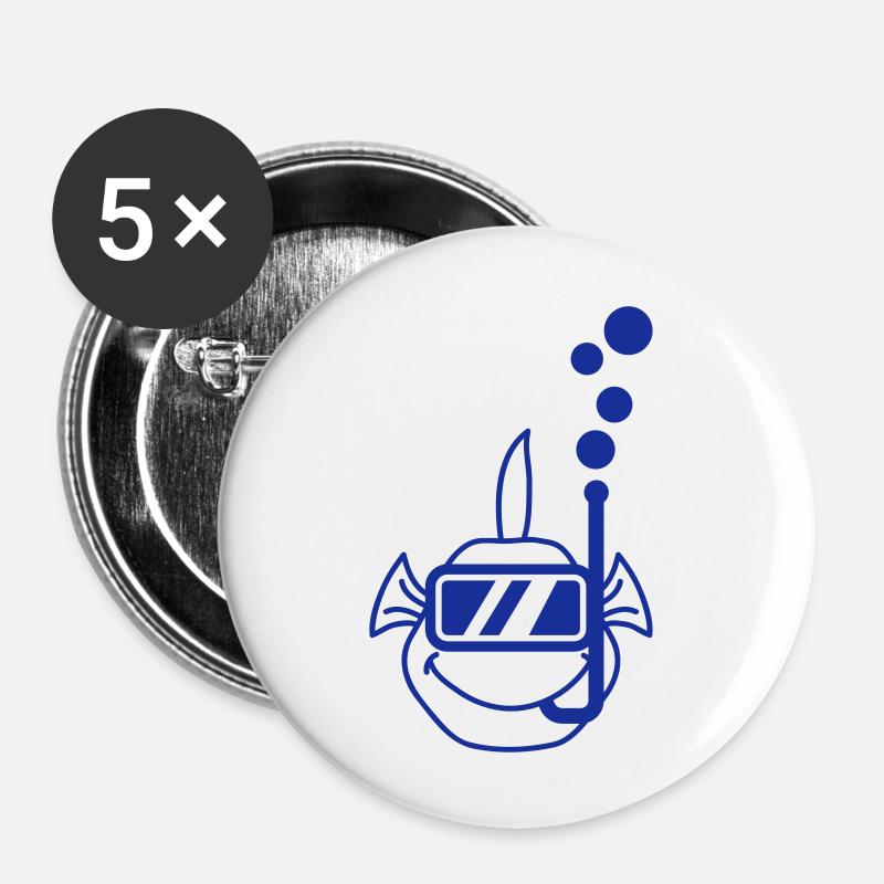 Snorkeling Fish - Buttons large 2.2''/56 mm (5-pack) - white