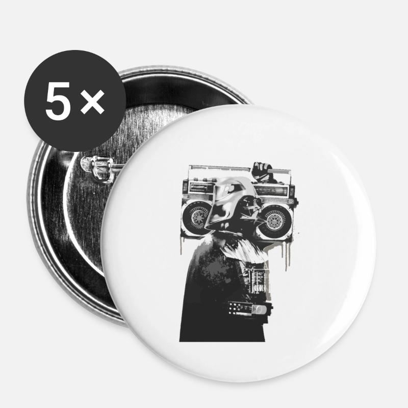 Boombox Helm Collage - Buttons groß 56 mm (5er Pack) - Weiß