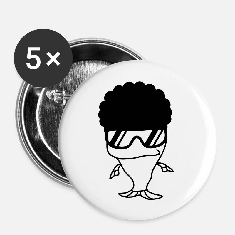 Funky Fish - Buttons large 2.2''/56 mm (5-pack) - white