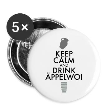 KEEP CALM AND DRINK ÄPPELWOI - Buttons groß 56 mm (5er Pack) - Weiß - Vorne