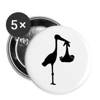 Stork And Baby - Buttons groß 56 mm (5er Pack) - Weiß - Vorne