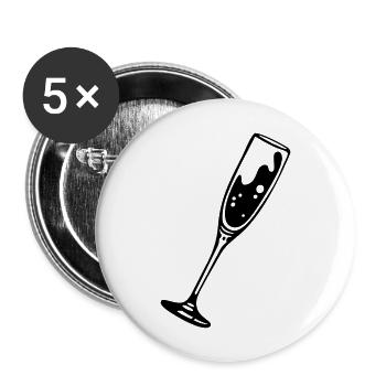 sektglas2 - Buttons groß 56 mm (5er Pack) - Weiß - Vorne