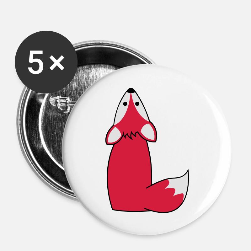 fuchs - Buttons groß 56 mm (5er Pack) - Weiß