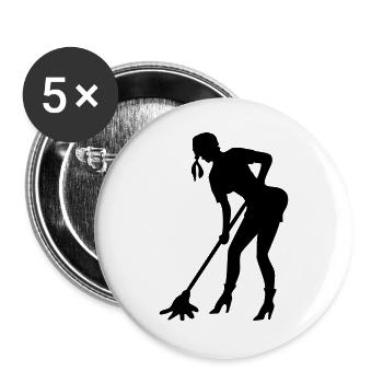 putzfrau arbeit sauberkeit - Buttons groß 56 mm (5er Pack) - Weiß - Vorne