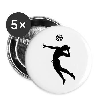 Volley-ball - Lot de 5 grands badges (56 mm) - blanc - Devant