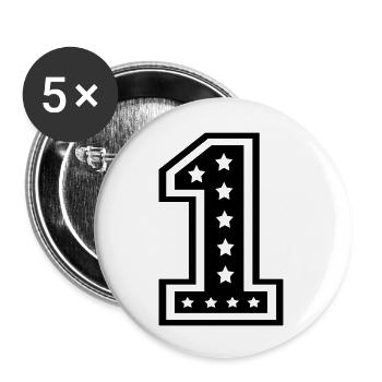 Nr. 1 - Buttons groß 56 mm (5er Pack) - Weiß - Vorne