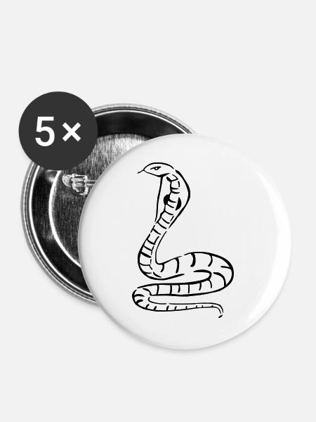 kobra schlange tier - Buttons groß 56 mm (5er Pack) - Weiß